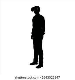 Pessoa Usando Silhueta de Headset VR - Experiência de Realidade Virtual