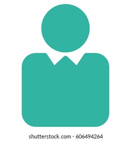 Person vector icon. Flat cyan symbol. Pictogram is isolated on a white background. Designed for web and software interfaces.
