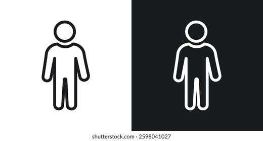 Person vector icon set in black and white color.
