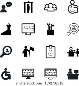 person vector icon set such as: job, badge, stairs, speaking, scanner, walking, card, frame, customer, policeman, employee, machine, scanning, home, travel, speech, lupe, border, police, blank