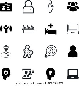 person vector icon set such as: security, meeting, authentication, baby, corporate, boss, community, nursing, running, lifestyle, time, woman, briefcase, assistance, find, doctor, machine, abstract