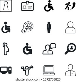 person vector icon set such as: goal, account, identification, stick, tech, speak, communication, green, stairs, abstract, security, child, dialog, laptop, climbing, pregnant, portrait