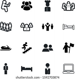 person vector icon set such as: peak, representation, holding, desktop, recreation, dinner, conference, hard, sit, digital, typing, meet, adult, chair, profile, airport, logo, step, tech, tray