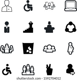 person vector icon set such as: platter, partnership, love, arm, waste, successful, cafe, recycling, marketing, information, basket, login, desk, head, goal, working, technology, planning, conference