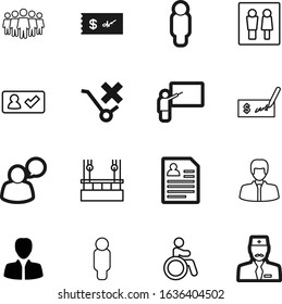 person vector icon set such as: gender, pointer, female, frame, study, invalid, school, information, speak, freight, risky, caution, speech, security, professional, occupation, stethoscope, profile