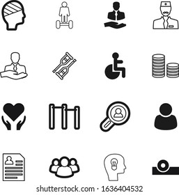 person vector icon set such as: round, bright, occupation, shape, lifestyle, banking, network, smile, disability, ride, think, healthcare, creative, staff, brain, happy, shopping, future, investment