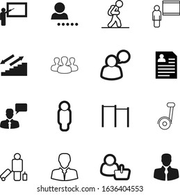 person vector icon set such as: equipment, id, hiker, information, executive, horizontal, strength, nature, badge, simple, step, rolling, balance, login, suitcase, leader, boy, circle, plain, walking