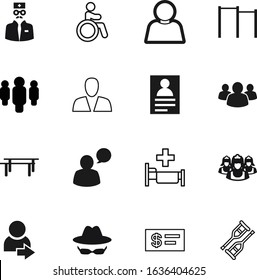 person vector icon set such as: mystery, payment, book, label, verify, currency, therapy, teamwork, money, crutches, hacker, community, argument, investment, crowd, emergency, bubble, log, speak