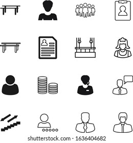 person vector icon set such as: stick, stairs, contour, clean, sale, member, maid, partnership, businesswoman, step, logo, banking, poster, uniform, administrator, coins, teamwork, shopping, pay