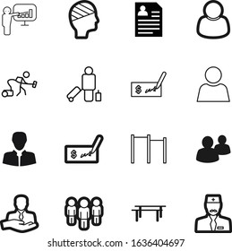 person vector icon set such as: plain, coach, name, trainer, round, care, education, rolling, smile, friend, demonstration, computer, learning, worker, physician, emoji, bag, id, vacation, eye