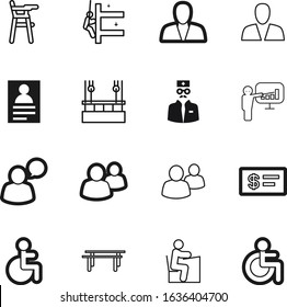person vector icon set such as: pay, funding, image, currency, study, table, credit, demonstration, medic, training, market, specialist, accounting, stethoscope, home, argument, trainer, physician