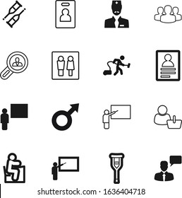 person vector icon set such as: girl, sex, speak, identity, id, talking, women, masculine, marketing, account, teamwork, building, working, toilet, stethoscope, users, button, boy, specialist, figure
