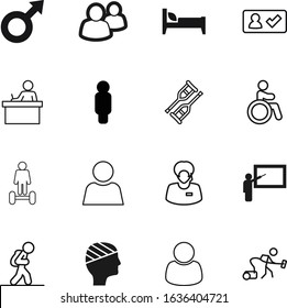 person vector icon set such as: hotel, mattress, disability, nature, bandage, presentation, friend, operator, mark, hover, teamwork, damage, tool, balance, injury, management, household, masculine