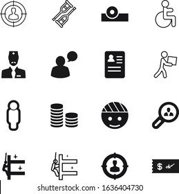 person vector icon set such as: sale, bet, help, template, sick, button, support, cheque, suit, view, cartoon, specialist, management, speech, contour, reflector, carry, package, mirror, message