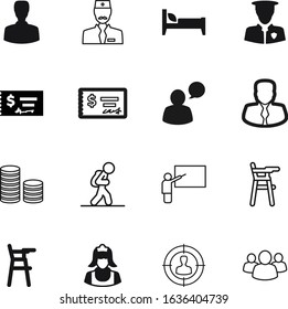 person vector icon set such as: medic, icons, tie, speech, agent, stick, circular, veteran, interface, policeman, target, pointer, stack, idea, bed, touristism, bubble, servant, care, body, vacation