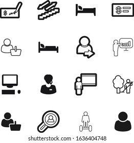 person vector icon set such as: look, research, garbage, debt, abstract, success, search, phone, scooter, help, blank, drive, city, display, hover, view, computer, internet, salary, corporate