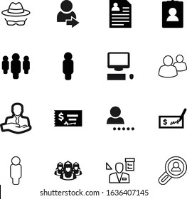 person vector icon set such as: teamwork, pc, hat, men, home, hotel, nobody, search, servant, maid, structure, building, transparent, workers, cleaner, marketing, logo, icone, anonymous, female
