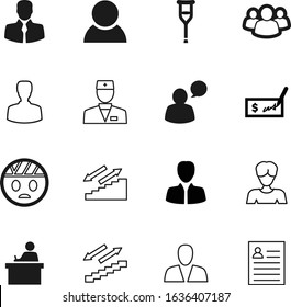 person vector icon set such as: emoji, sitting, bandaged, crutch, sick, commercial, young, girl, therapy, pictogram, desk, money, round, staff, network, injury, speak, cash, yellow, specialist