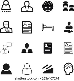 person vector icon set such as: sleep, aid, service, fitness, stairs, bubble, speak, talking, choose, verify, add, contour, relax, pile, motel, coin, stethoscope, log, chat, cash, speech