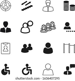 person vector icon set such as: equipment, athlete, audience, element, female, portrait, profit, boy, info, aim, workout, id, weight, horizontal, chart, frame, information, leader, commerce, cleaner