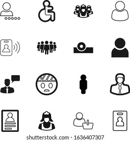 person vector icon set such as: chat, shape, company, crowd, occupation, message, document, bandage, avatar, abstract, women, corporate, otolaryngologist, blank, bandaged, men, finance, chair, choose