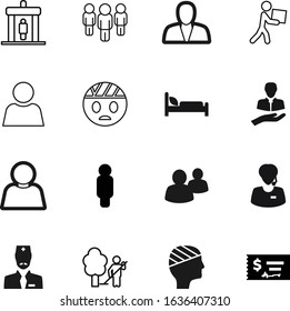 person vector icon set such as: salary, city, medic, physician, cleaning, currency, scanning, management, financial, gate, delivery, technology, security, secretary, accounting, entrance, cheque