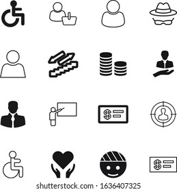 person vector icon set such as: shape, child, research, focus, friend, pile, up, training, hacker, abstract, teacher, detective, icons, team, corporate, fitness, looking, pointer, supervisor