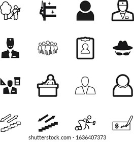 person vector icon set such as: element, sunglasses, agent, maintenance, education, portrait, badge, id, vacuum, icons, looking, cheque, salary, company, chair, rubbish, financial, paper, architect