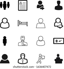 person vector icon set such as: address, reception, pen, hotel, boss, box, banking, motel, stick, label, funding, agent, computer, mattress, care, data, profit, cheque, accounting, education