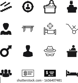 person vector icon set such as: commerce, pen, weight, chart, audience, secretary, climbing, looking, message, horizontal, up, interface, gender, no, checkbook, administrator, hat, seo, reception