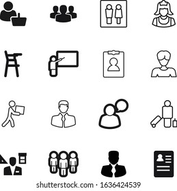 person vector icon set such as: hand, construction, hotel, rest, name, school, deliveryman, childhood, idea, running, rolling, clients, sitting, uniform, presentation, image, circle, chat, plain