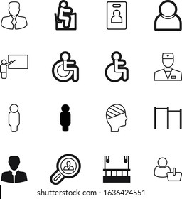 person vector icon set such as: school, tool, industrial, professional, damage, contact, personal, estate, services, high, barbell, clean, friends, exercise, search, boy, yellow, stethoscope, bar