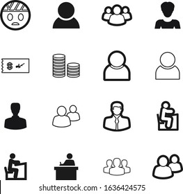 person vector icon set such as: girl, communication, partnership, estate, lady, circle, clinic, yellow, eye, message, contour, clients, damage, bet, reflection, agent, woman, personal, bandaged