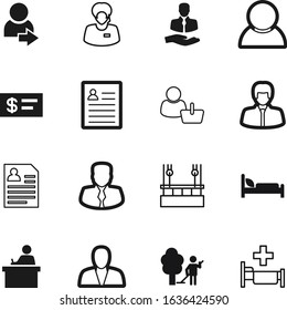 person vector icon set such as: aid, clean, waste, industrial, student, desk, services, financial, table, collect, pen, cash, checkmark, lines, sorts, operator, register, verified, city, healthcare