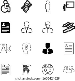 person vector icon set such as: demonstration, avatar, team, little, lamp, school, leg, bright, smile, childhood, boy, therapy, climbing, mind, teamwork, traffic, care, blank, intelligence, pass