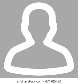 Person vector icon. Style is contour flat icon symbol, white color, silver background.