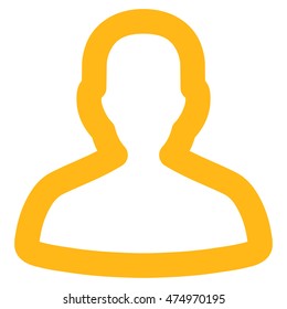 Person vector icon. Style is linear flat icon symbol, yellow color, white background.