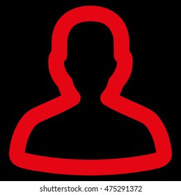 Person vector icon. Style is stroke flat icon symbol, red color, black background.