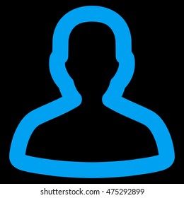 Person vector icon. Style is stroke flat icon symbol, blue color, black background.