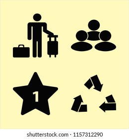 person vector icons set. with hotel one star, people, recycle sign and guest in set