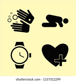 person vector icons set. with islam prayer, wash hands, watch and favorites in set