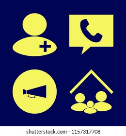 person vector icons set. with loud speaker, doctor, family home and phone in set