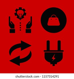 person vector icons set. with recycle sign, handbag, plug and technology progress in set