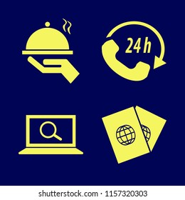 person vector icons set. with tray hand, passports, find concept and call center in set