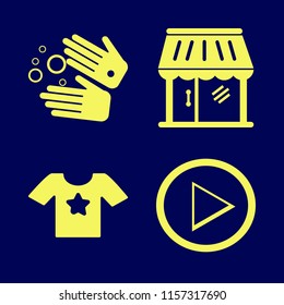 person vector icons set. with wash hands, right arrow, t shirt star and shop in set
