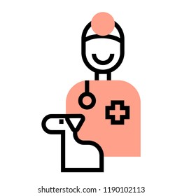 Person with veterinary uniform vector illustration in flat outline design
