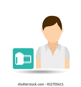 person with video camera icon, vecctor illustration