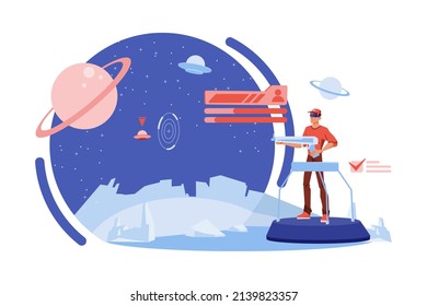 Person visualizing in the metaverse Illustration concept. Flat illustration isolated on white background.