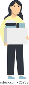 Person Volunteers and Donation Character in Flat Style. Isolated Vector Illustration.