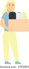 Person Volunteers and Donation Character in Flat Style. Isolated Vector Illustration.